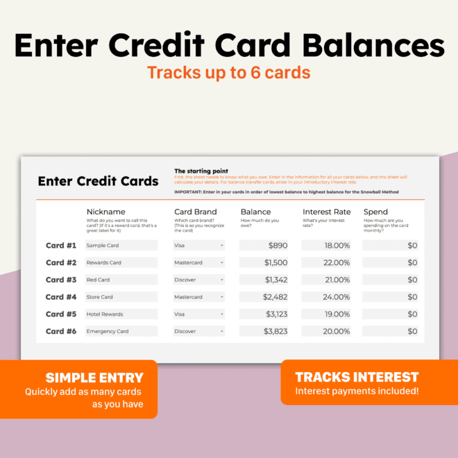 Google Sheets Credit Card Payoff Template Balances