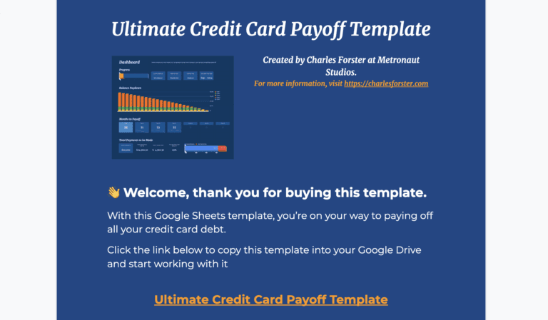 Screenshot of Credit Card Template PDF