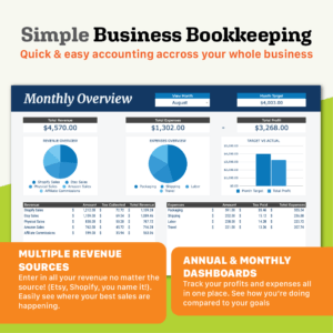 Business Bookkeeping Google Sheets Template - Simple Business Bookkeeping. Quick and easy accounting across your whole business
