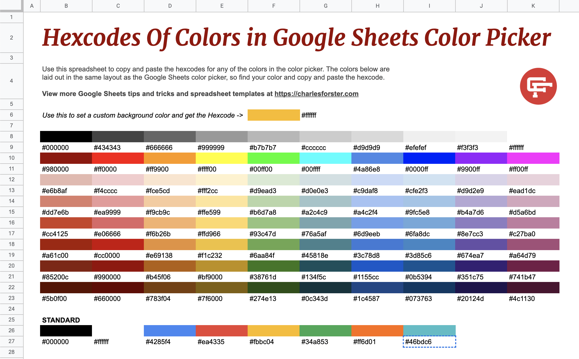 HTML colors in Google Sheets